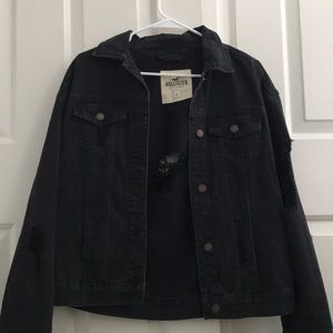 Black Distressed Denim Jacket NWOT